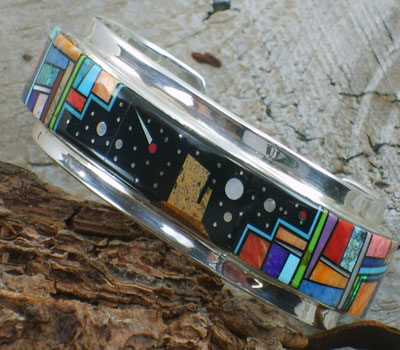 Native American Zuni inlay cuff  Bracelet - sz 6 1/8
